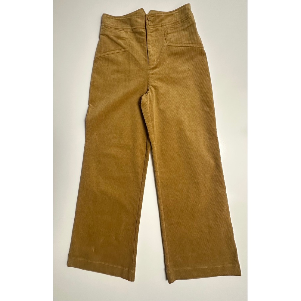 7 For All Mankind High Rise Wide Leg Corduroy Pants Camel Tan Size 6 READ
